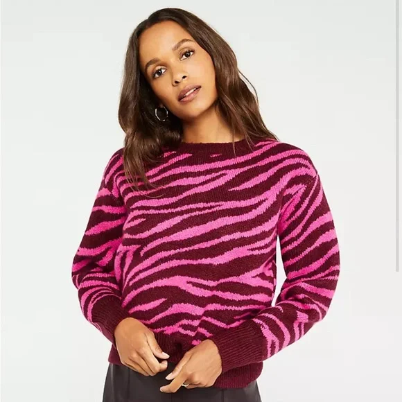 Ann Taylor XS Pink Zebra Sweater EUC! - Picture 1 of 4